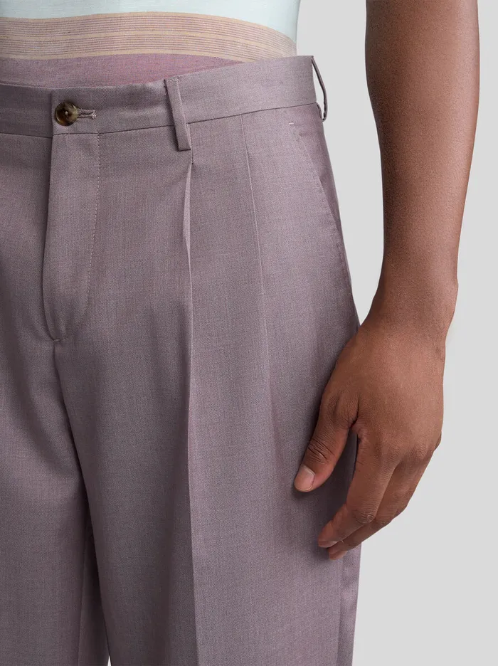 Men Etro Trousers CarrotLeg Wool Trousers Purple Men Etro Trousers CarrotLeg Wool Trousers Purple