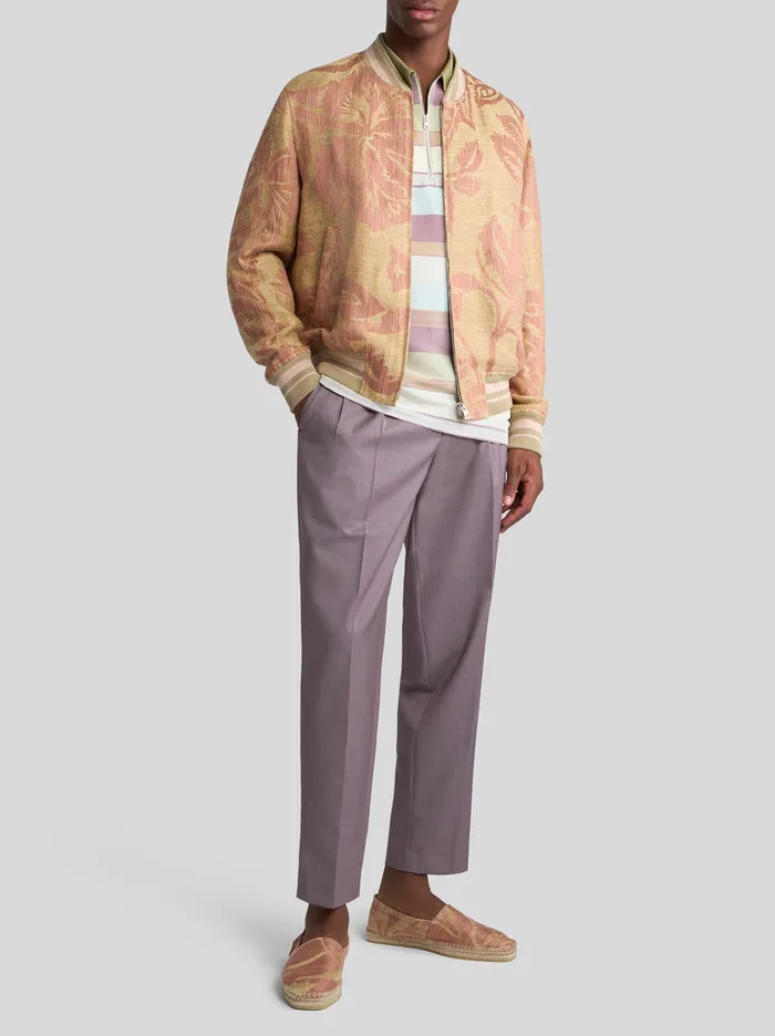 Men Etro Trousers CarrotLeg Wool Trousers Purple Men Etro Trousers CarrotLeg Wool Trousers Purple