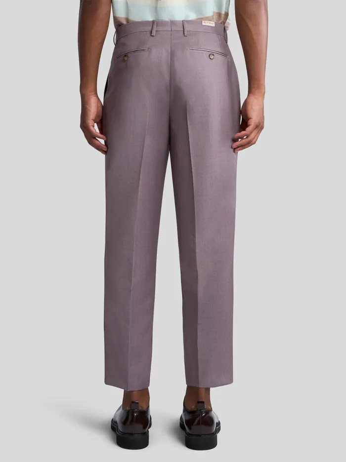 Men Etro Trousers CarrotLeg Wool Trousers Purple Men Etro Trousers CarrotLeg Wool Trousers Purple