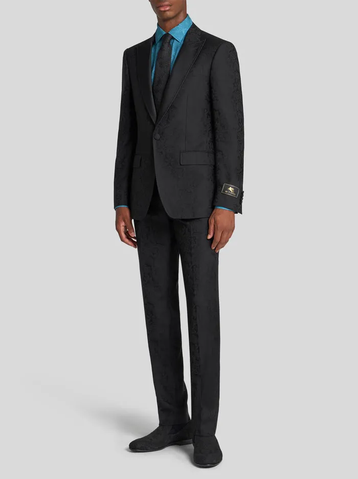 Men Etro Trousers Floral Leafy Jacquard Evening Trousers Black Men Etro Trousers Floral Leafy Jacquard Evening Trousers Black