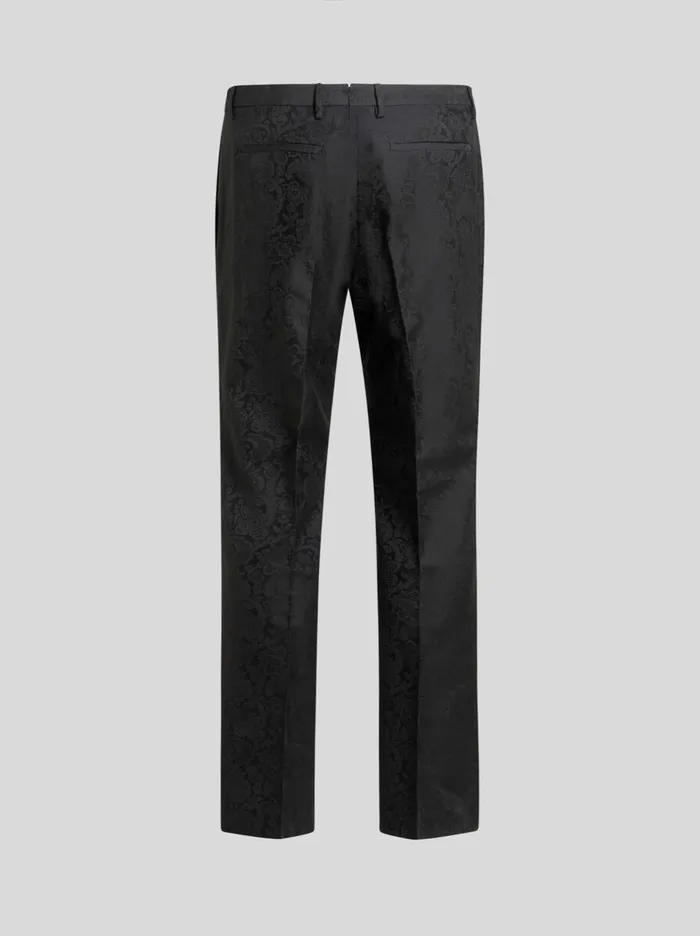 Men Etro Trousers Floral Leafy Jacquard Evening Trousers Black Men Etro Trousers Floral Leafy Jacquard Evening Trousers Black