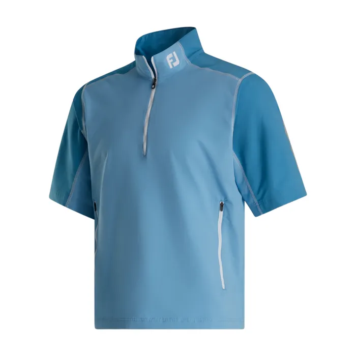 Men FootJoy Outer Layers Short Sleeve Sport Windshirt 8211 FJ Tour Collar Tonal Blue Men FootJoy Outer Layers Short Sleeve Sport Windshirt 8211 FJ Tour Collar Tonal Blue