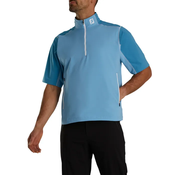 Men FootJoy Outer Layers Short Sleeve Sport Windshirt 8211 FJ Tour Collar Tonal Blue Men FootJoy Outer Layers Short Sleeve Sport Windshirt 8211 FJ Tour Collar Tonal Blue