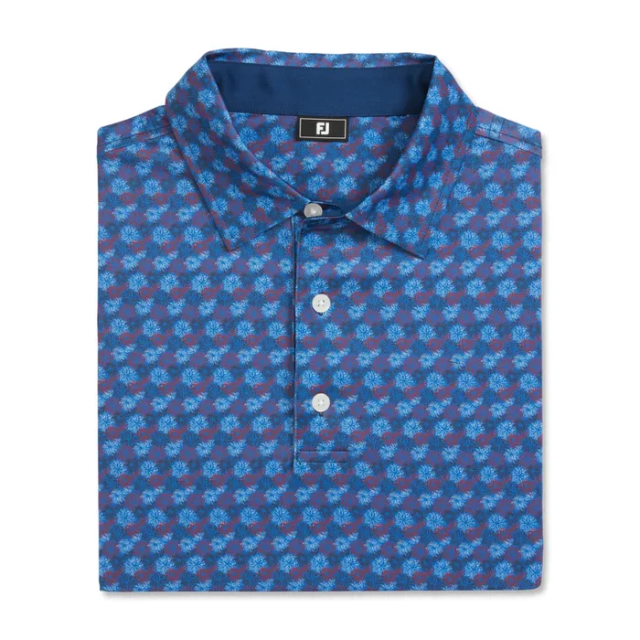 Men FootJoy Shirts Fireworks Lisle Blue