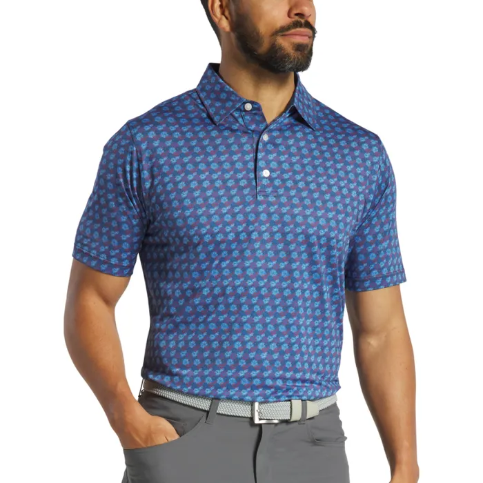 Men FootJoy Shirts Fireworks Lisle Blue Men FootJoy Shirts Fireworks Lisle Blue