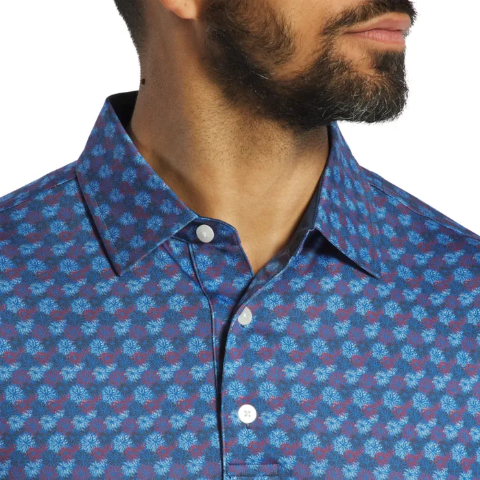 Men FootJoy Shirts Fireworks Lisle Blue Men FootJoy Shirts Fireworks Lisle Blue