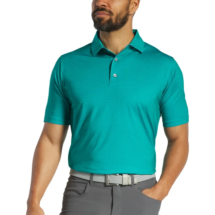 Men FootJoy Shirts Skyscraper Lisle Blue Emerald Men FootJoy Shirts Skyscraper Lisle Blue Emerald