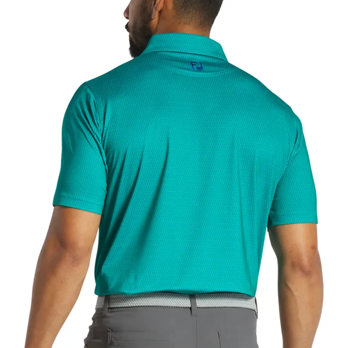 Men FootJoy Shirts Skyscraper Lisle Blue Emerald Men FootJoy Shirts Skyscraper Lisle Blue Emerald
