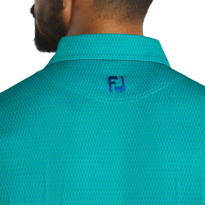 Men FootJoy Shirts Skyscraper Lisle Blue Emerald Men FootJoy Shirts Skyscraper Lisle Blue Emerald