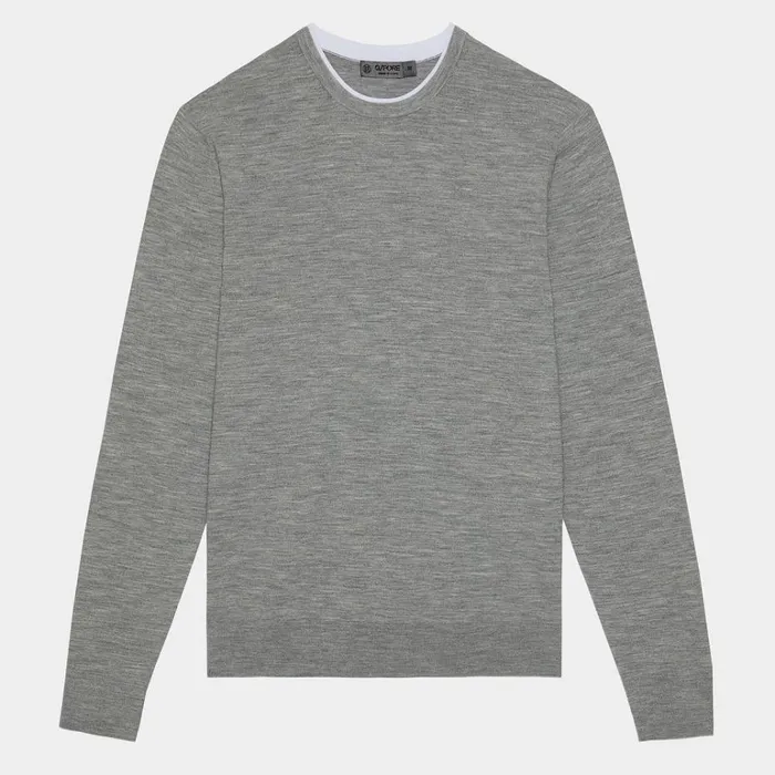 Men GFORE Grey Contrast Merino Wool Blend Crewneck Golf Jacket