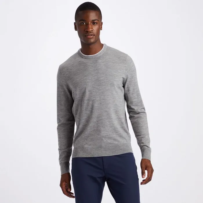 Men GFORE Grey Contrast Merino Wool Blend Crewneck Golf Jacket