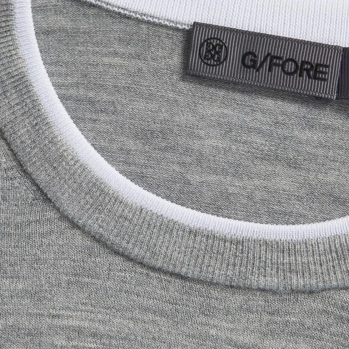 Men GFORE Grey Contrast Merino Wool Blend Crewneck Golf Jacket