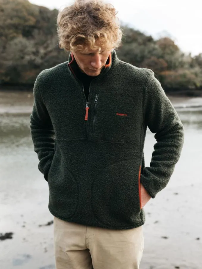 Men Hegen 14 Zip Wool Fleece Olive Finisterre Fleece
