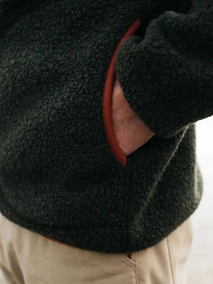 Men Hegen 14 Zip Wool Fleece Olive Finisterre Fleece