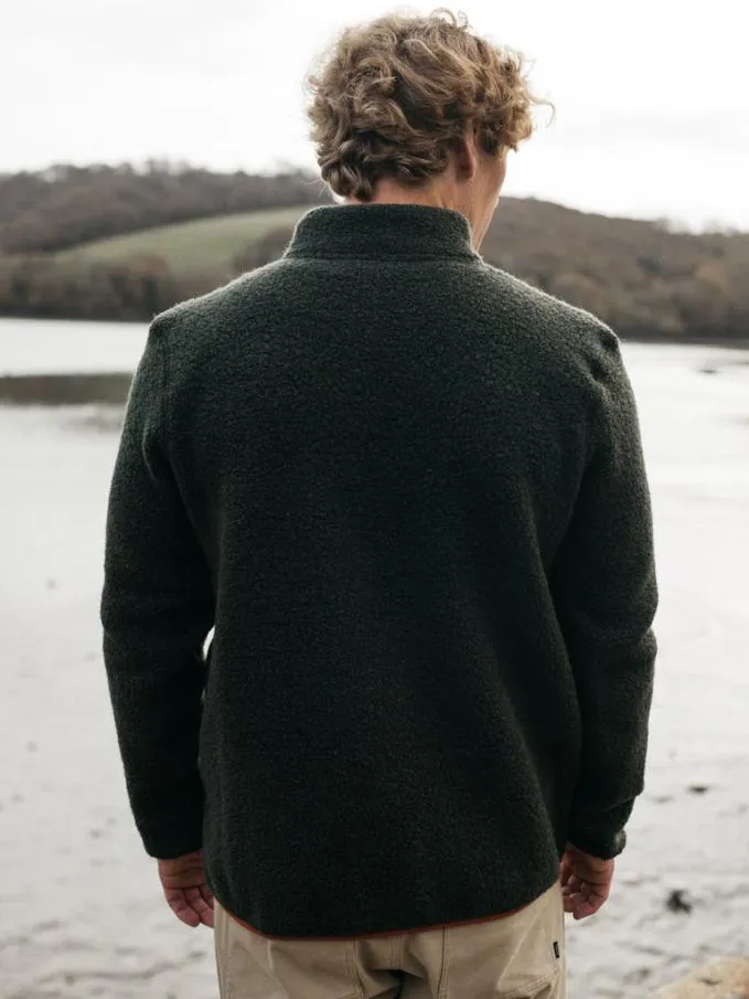 Men Hegen 14 Zip Wool Fleece Olive Finisterre Fleece