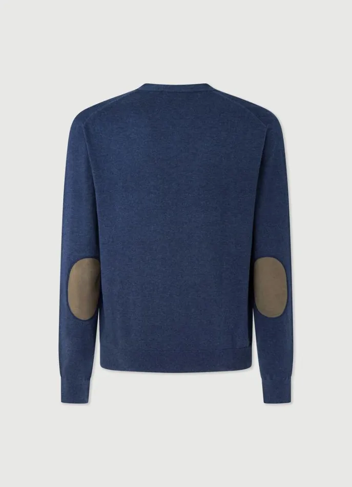 Men Knitwear Hackett London Cardigan With Elbow Patches Navy