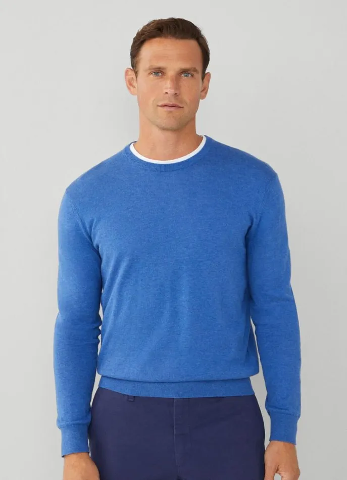 Men Knitwear Hackett London Cotton And Cashmere Jumper French Blue