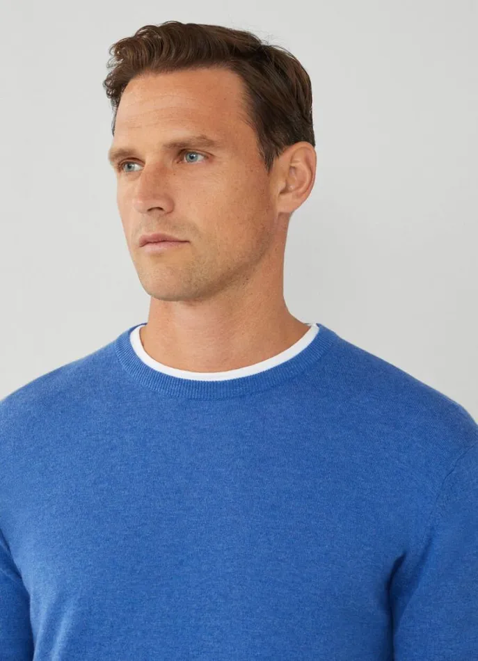 Men Knitwear Hackett London Cotton And Cashmere Jumper French Blue