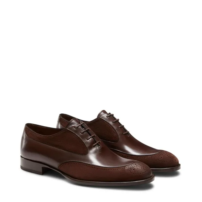 Men Leather And Suede LaceUp Shoe Mahogany Fratelli Rossetti LaceUp Shoes Men Leather And Suede LaceUp Shoe Mahogany Fratelli Rossetti LaceUp Shoes