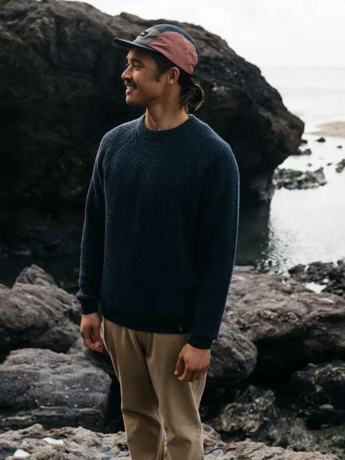 Men Mora Knit Jumper Navy Finisterre Knitwear