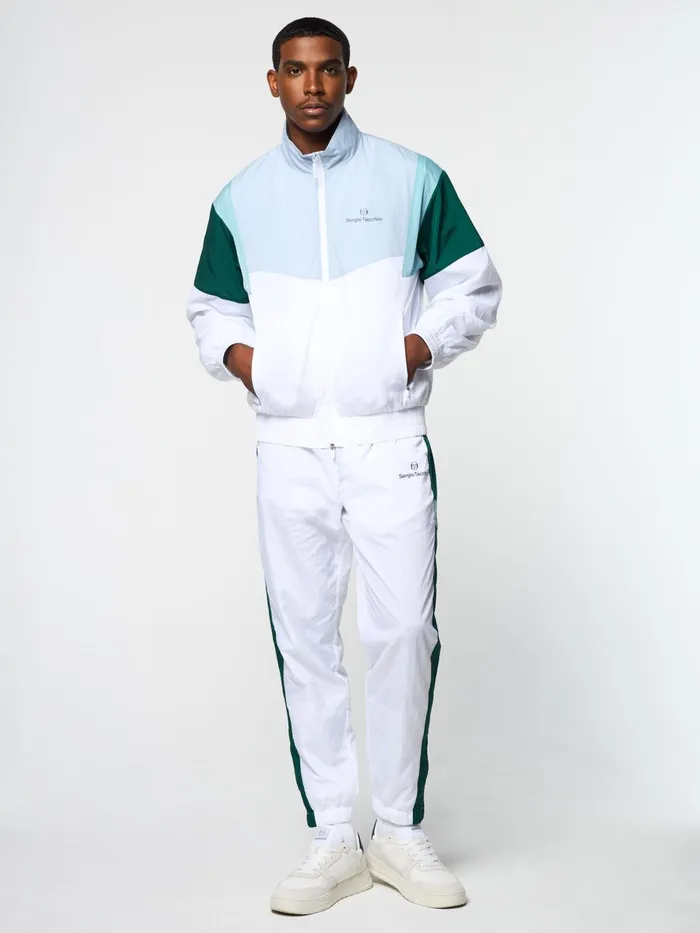 Men Nylon Sergio Tacchini Angolo Track Jacket Brilliant White