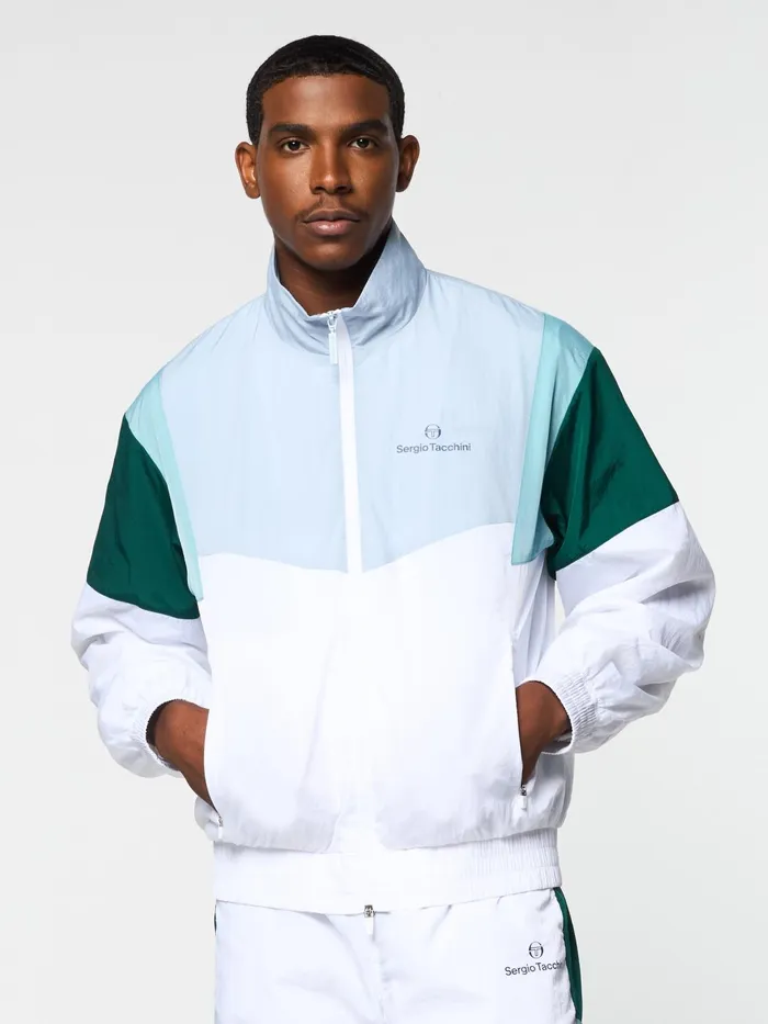 Men Nylon Sergio Tacchini Angolo Track Jacket Brilliant White