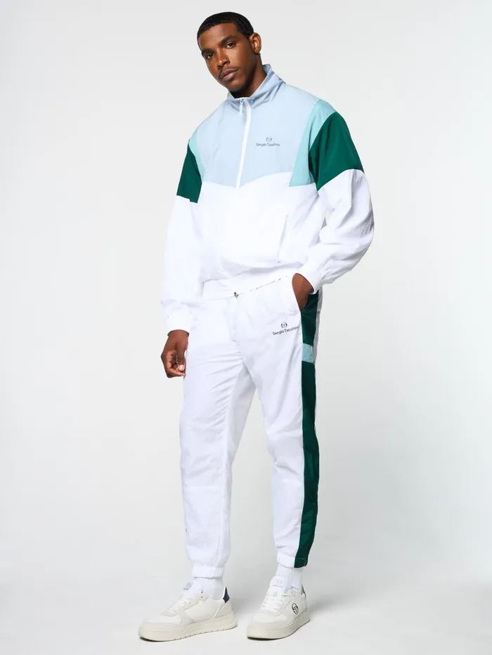 Men Nylon Sergio Tacchini Angolo Track Jacket Brilliant White
