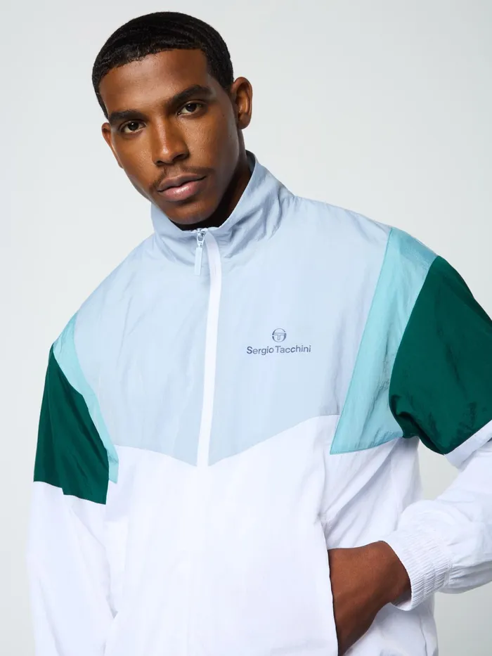 Men Nylon Sergio Tacchini Angolo Track Jacket Brilliant White