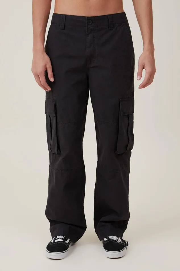 Men Pants Cotton On Baggy Cargo Pant Black Ripstop Men Pants Cotton On Baggy Cargo Pant Black Ripstop