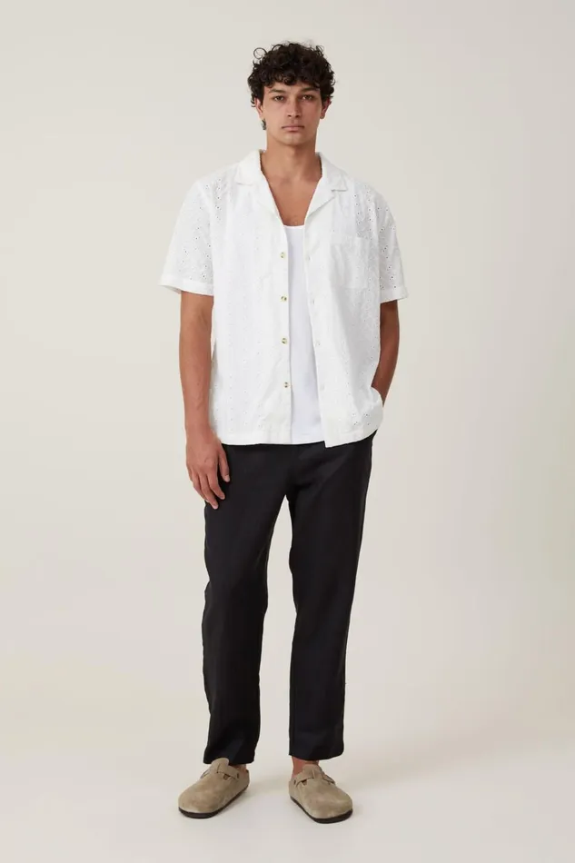 Men Pants Cotton On Linen Pant Black