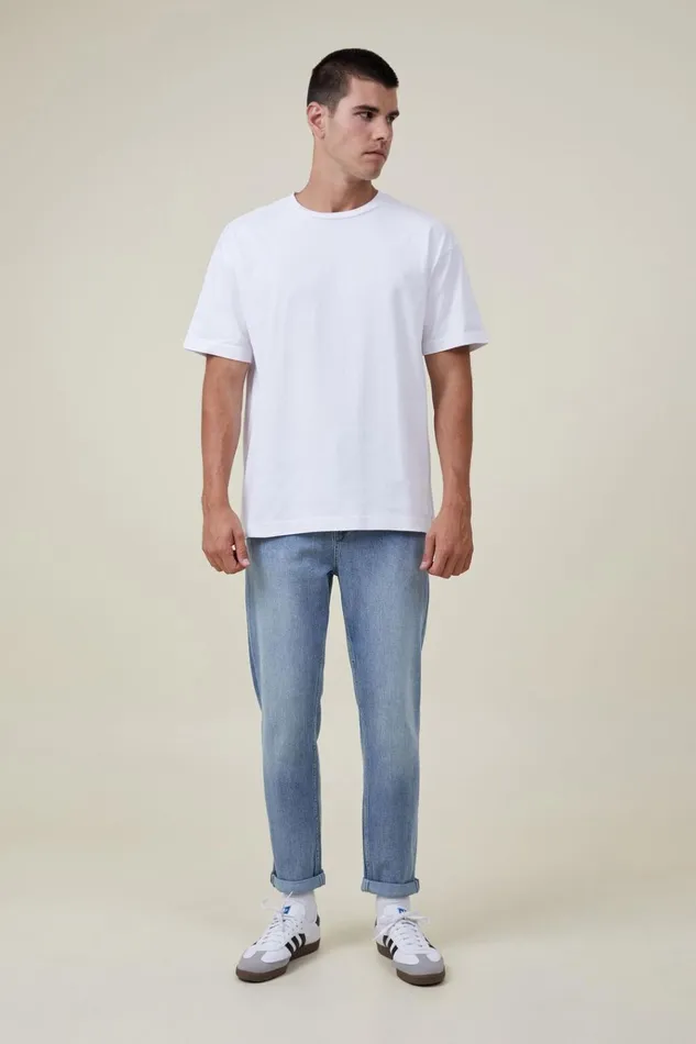 Men Pants Cotton On Relaxed Tapered Jean Garage Blue