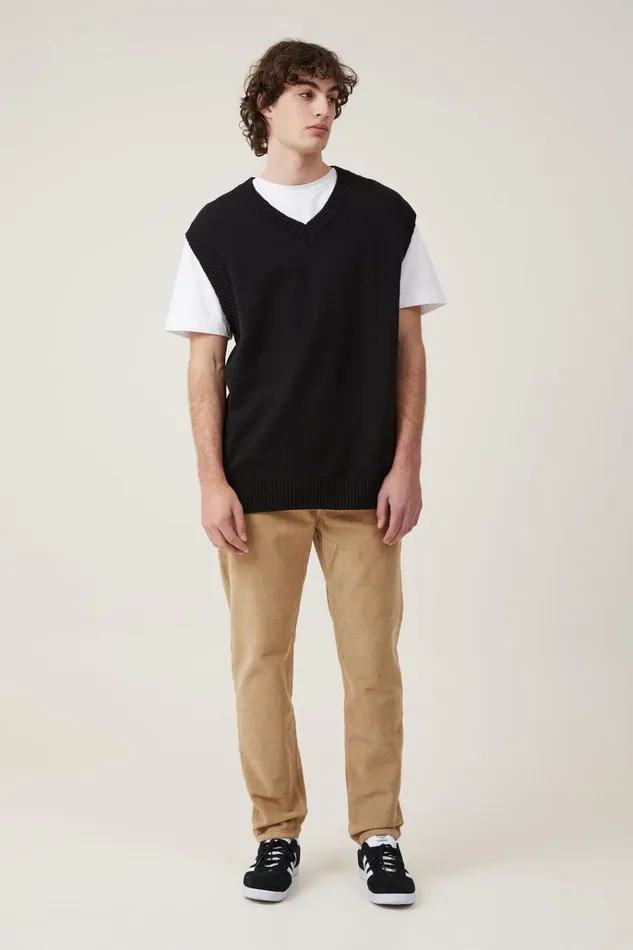 Men Pants Cotton On Relaxed Tapered Jean Pebble Cord