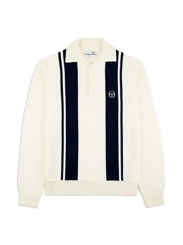 Men Polos Sergio Tacchini Young Line Knit Long Sleeve Polo Gardenia