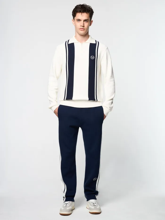 Men Polos Sergio Tacchini Young Line Knit Long Sleeve Polo Gardenia