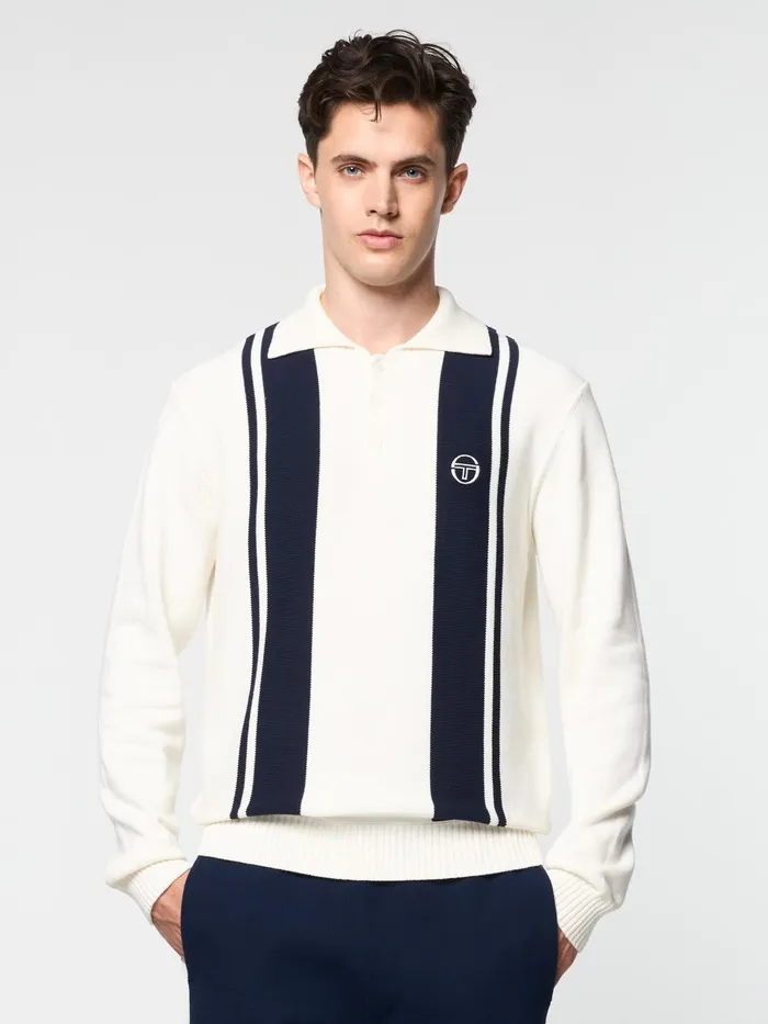 Men Polos Sergio Tacchini Young Line Knit Long Sleeve Polo Gardenia