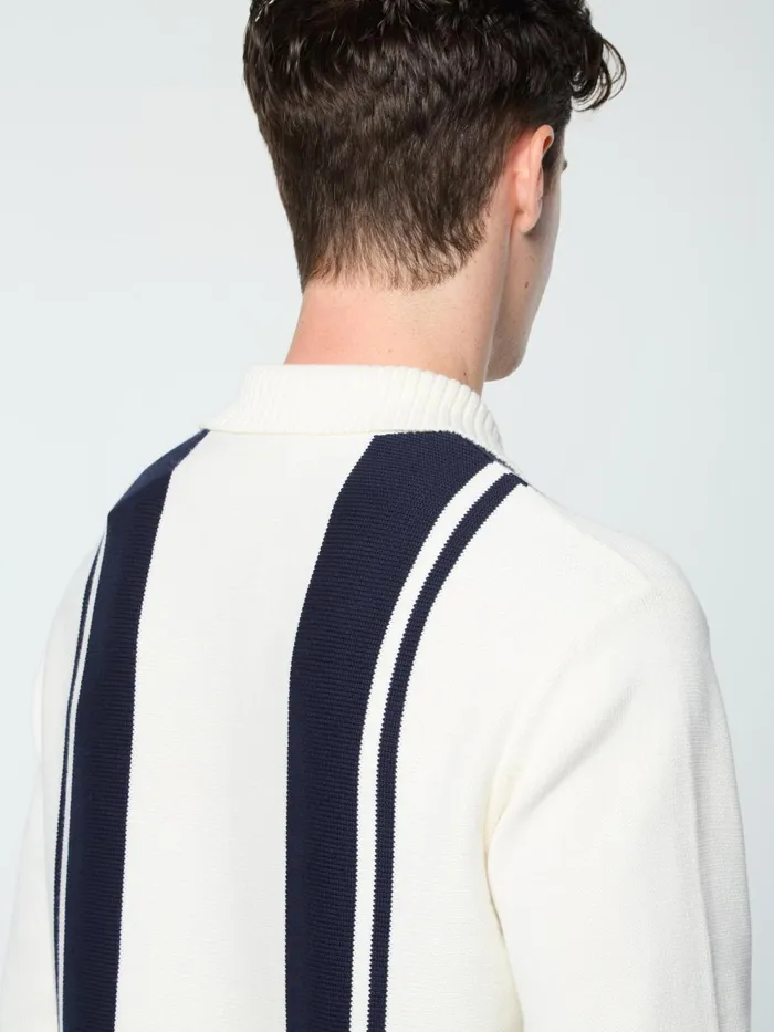 Men Polos Sergio Tacchini Young Line Knit Long Sleeve Polo Gardenia