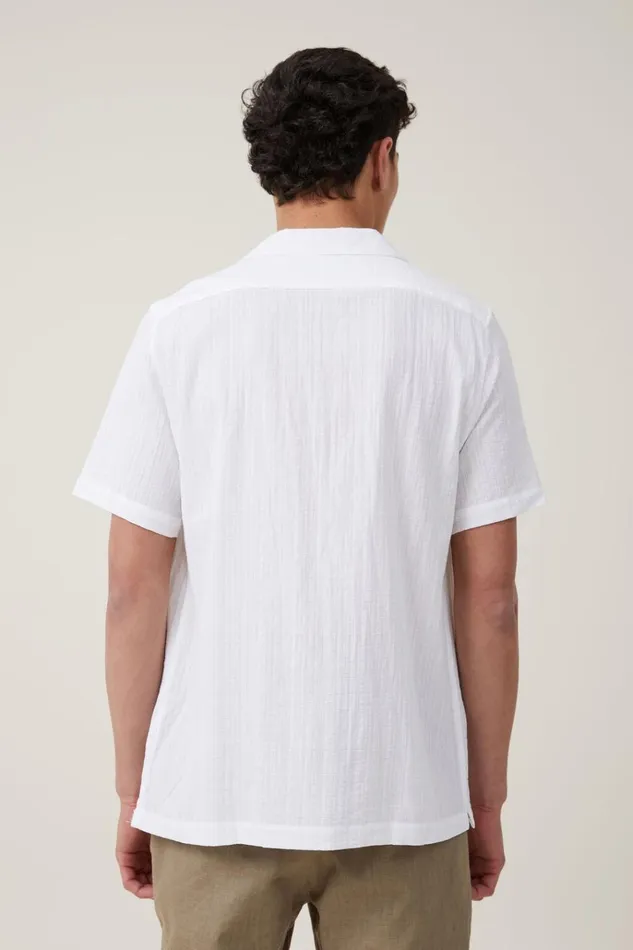 Men Shirts and Polos Cotton On Riviera Short Sleeve Shirt White Men Shirts and Polos Cotton On Riviera Short Sleeve Shirt White