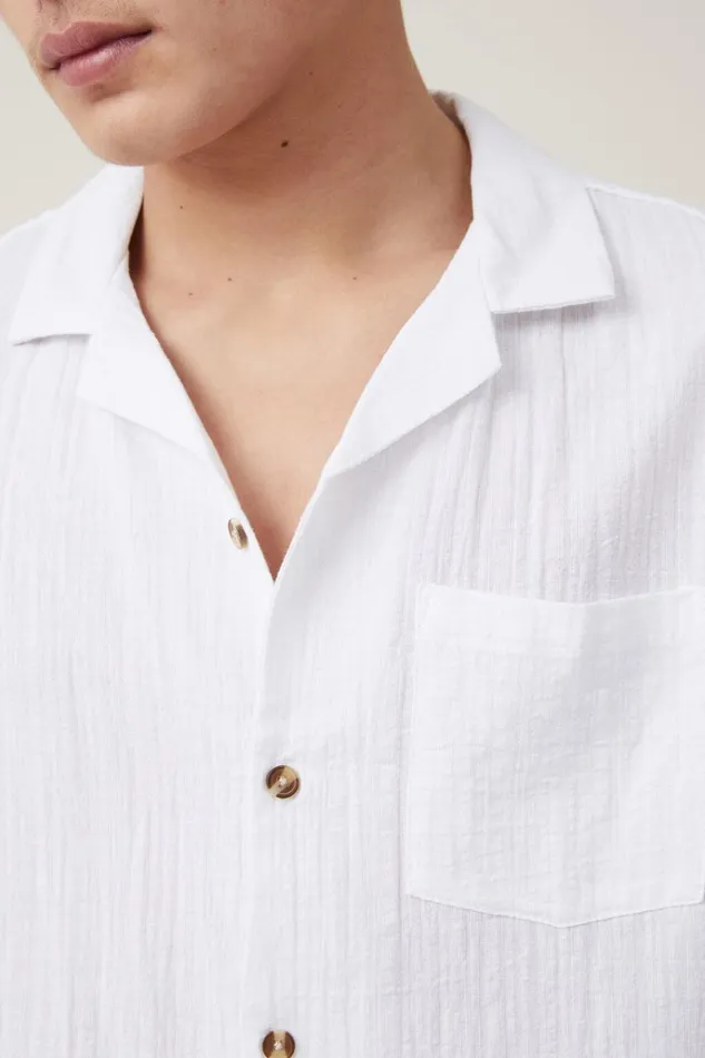 Men Shirts and Polos Cotton On Riviera Short Sleeve Shirt White Men Shirts and Polos Cotton On Riviera Short Sleeve Shirt White