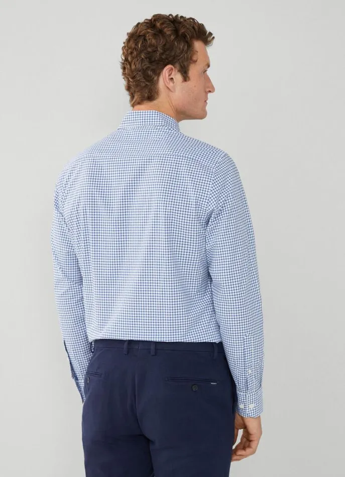 Men Shirts Hackett London Classic Fit Checked Shirt Cobalt
