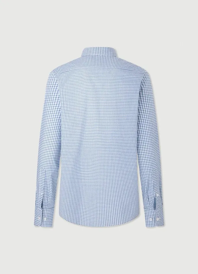 Men Shirts Hackett London Classic Fit Checked Shirt Cobalt