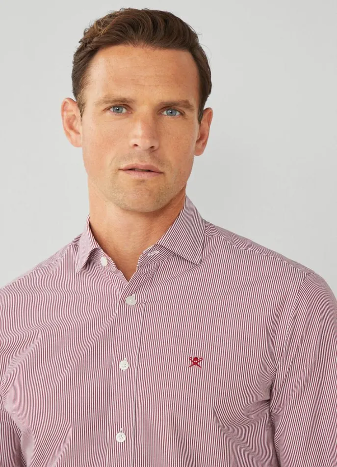 Men Shirts Hackett London Slim Fit Bengal Striped Shirt Red