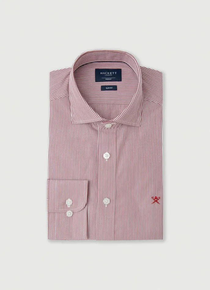 Men Shirts Hackett London Slim Fit Bengal Striped Shirt Red