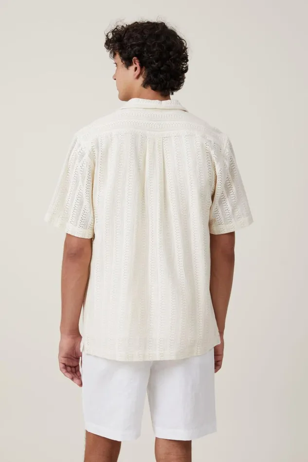 Men Shorts Cotton On Linen Pleat Short White