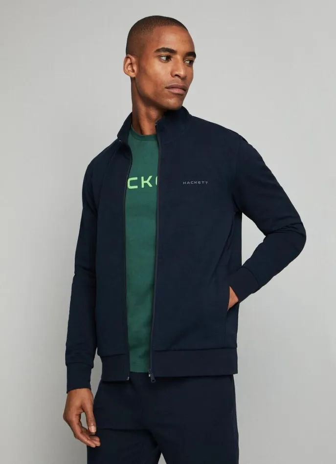 Men Sweatshirts Hackett London Classic Fit FullZip Sweatshirt Navygrey