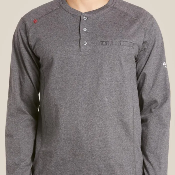 Men TShirts and Polos Ariat FR Air Henley Charcoal Heather Men TShirts and Polos Ariat FR Air Henley Charcoal Heather