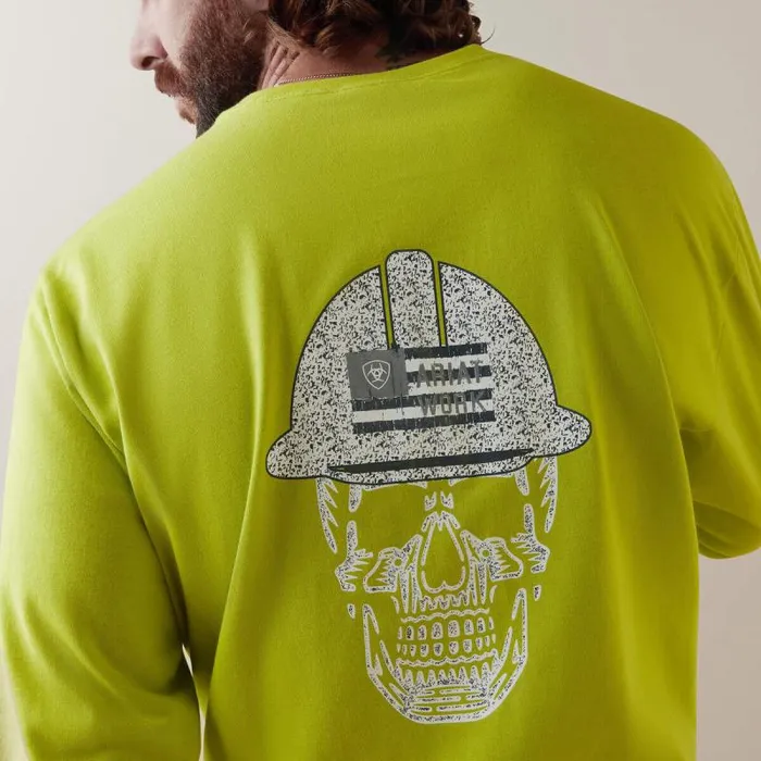 Men TShirts and Polos Ariat FR Roughneck Skull Logo TShirt Bright Lime Men TShirts and Polos Ariat FR Roughneck Skull Logo TShirt Bright Lime