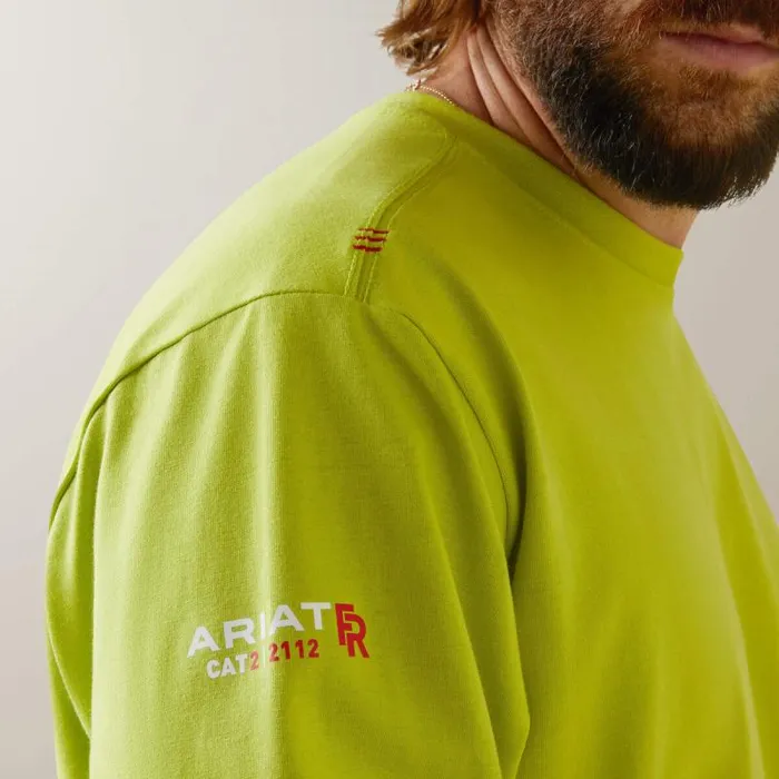 Men TShirts and Polos Ariat FR Roughneck Skull Logo TShirt Bright Lime Men TShirts and Polos Ariat FR Roughneck Skull Logo TShirt Bright Lime