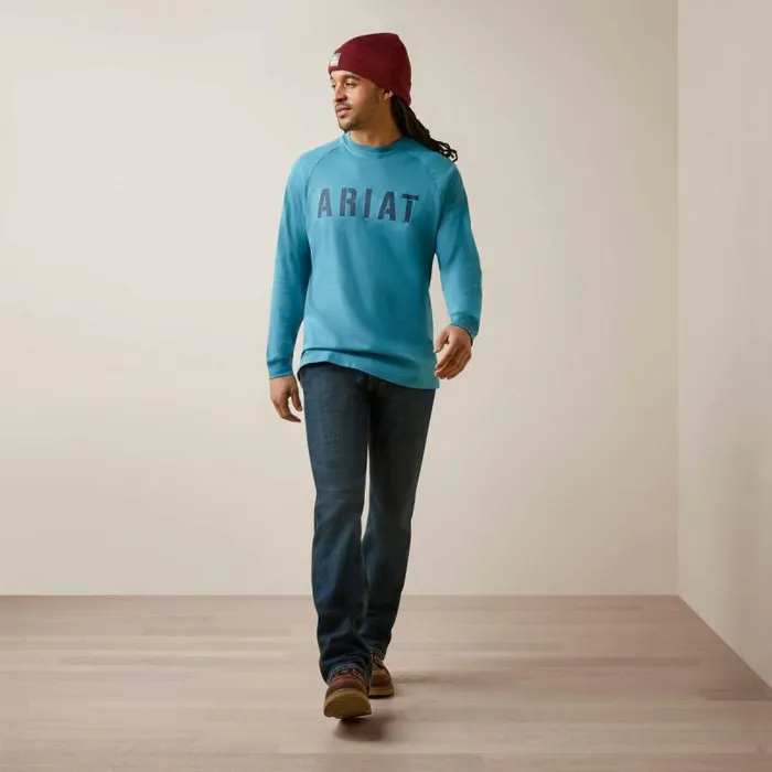 Men TShirts and Polos Ariat Rebar Cotton Strong Block TShirt Storm Blue Men TShirts and Polos Ariat Rebar Cotton Strong Block TShirt Storm Blue
