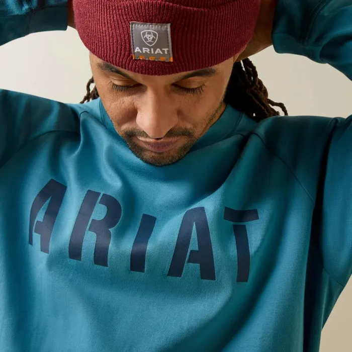 Men TShirts and Polos Ariat Rebar Cotton Strong Block TShirt Storm Blue Men TShirts and Polos Ariat Rebar Cotton Strong Block TShirt Storm Blue