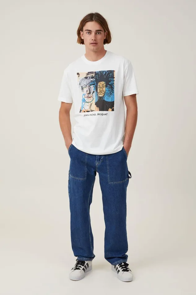 Men Tees and Tanks Cotton On Basquiat Loose Fit TShirt Lcn Bsq Vintage Whitedos Cabezas Men Tees and Tanks Cotton On Basquiat Loose Fit TShirt Lcn Bsq Vintage Whitedos Cabezas